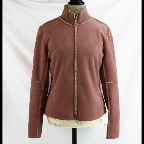 Anthropologie Pink Zippered Jacket By Velvet Long Sleeves - Picture 2 of 12